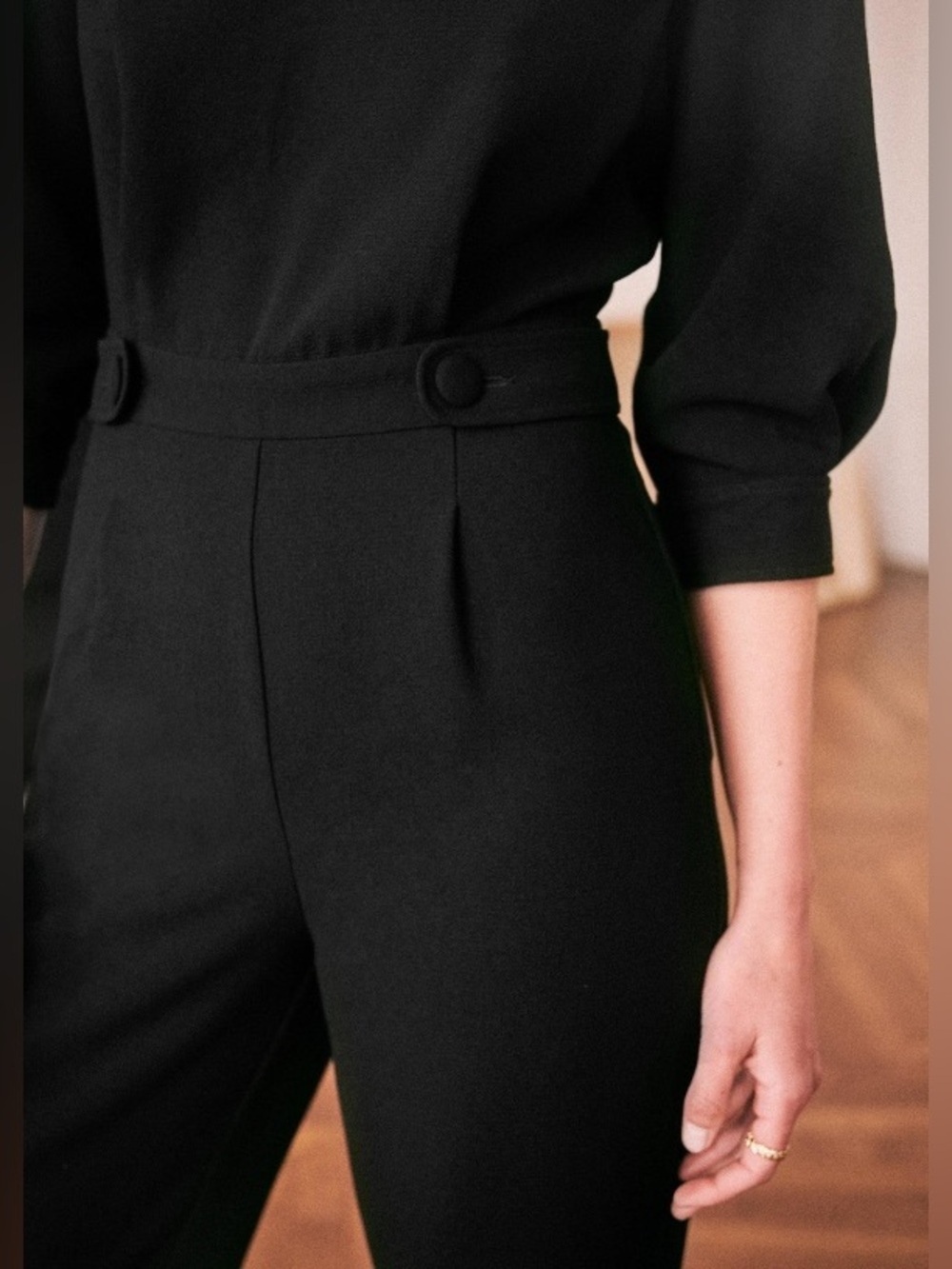 Sezane Black Wide-Leg Jumpsuit - Picture 2 of 7